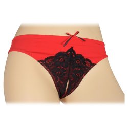 Lovelife: Crotchless Micro and Lace G-String - Red - M/L Sex Toy Lovelife: Crotchless Micro and Lace G-String - Red - M/L Sex Toy