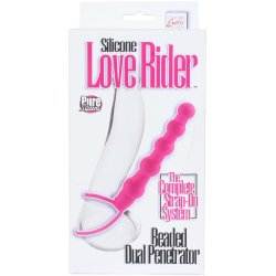 Silicone Love Rider: Beaded Dual Penetrator - Pink Sex Toy Silicone Love Rider: Beaded Dual Penetrator - Pink Sex Toy