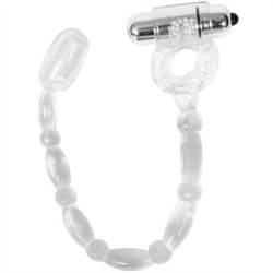 Hung: Deep Snake Vibrating Anal Beads & Cock Ring - Clear Sex Toy Hung: Deep Snake Vibrating Anal Beads & Cock Ring - Clear Sex Toy