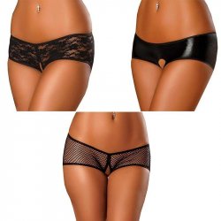 Exposed: Split Back Crotchless Boy Short 3 Pack - S/M Sex Toy Exposed: Split Back Crotchless Boy Short 3 Pack - S/M Sex Toy