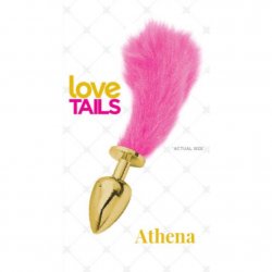 Love Tails: Athena Gold Plug with Short Pink Tail - Small Sex Toy Love Tails: Athena Gold Plug with Short Pink Tail - Small Sex Toy