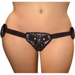 Plus Size Adjustable Strap-On - Lace With Grey Satin Corsette Sex Toy Plus Size Adjustable Strap-On - Lace With Grey Satin Corsette Sex Toy