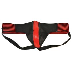 Rouge Jock With Stripes - Red and Black - Extra Large Sex Toy Rouge Jock With Stripes - Red and Black - Extra Large Sex Toy