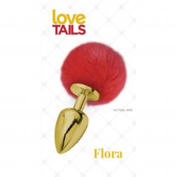 Love Tails: Flora Gold Plug with Red Pom Pom - Medium Sex Toy Love Tails: Flora Gold Plug with Red Pom Pom - Medium Sex Toy
